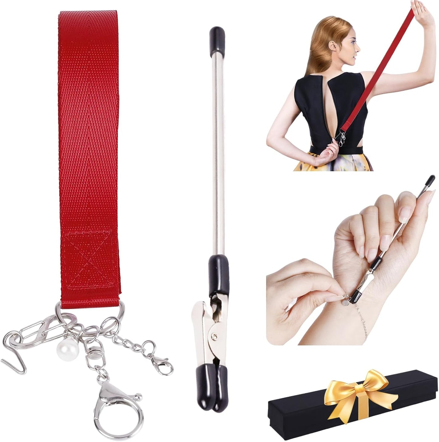 Zipper Helper Bracelet Helper Tool Set, Zipper Puller Helper Dresses Zipper Pull Helper Back Zipper Puller for Overweight, Elderly, Disabled, Individuals or Travel, Gifts for Women Mom