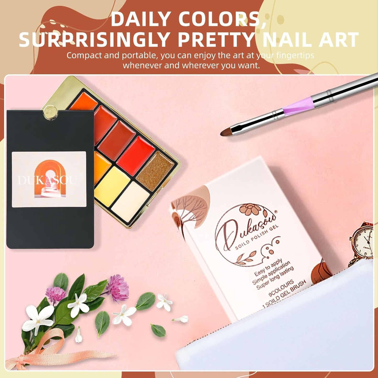 Solid Gel Nail Polish Set, 9 Colors Red Orange Shimmer Solid Cream Gel Polish Palette with Brush, Solid Ombre Nail Polish for Women DIY Manicure Art