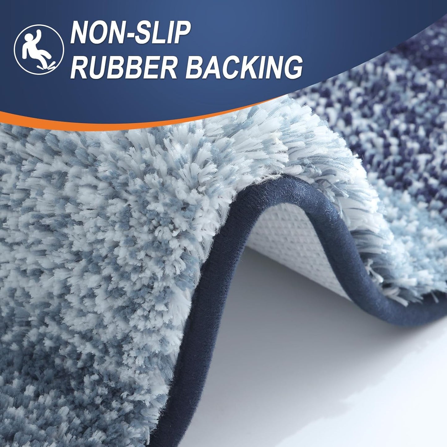 OLANLY Bathroom Rugs Mat 24x16, Extra Soft Absorbent Microfiber Bath Rugs, Rubber Backing, Quick Dry, Machine Washable Bath Mats for Bathroom Floor, Tub and Shower, Home Decor Accessories, Airy Blue