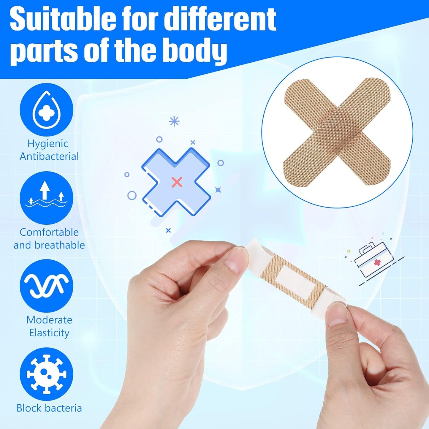 400 Pcs Flexible Fabric Adhesive Bandages Bulk Assorted Breathable Bandages for Finger Wound Family First Aid Skin Wrap(2 Styles)