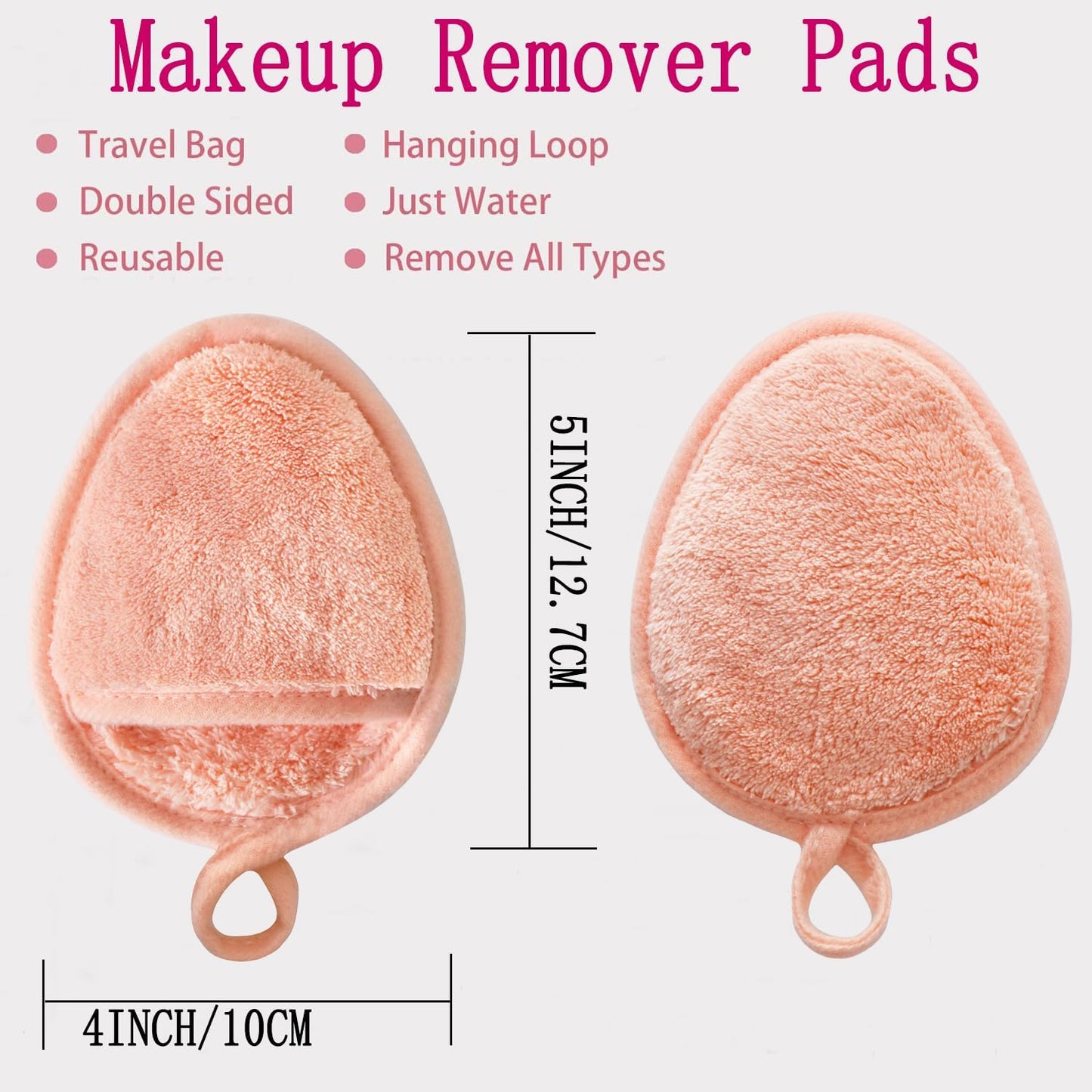 Reusable Makeup Remover Pads Soft Makeup Remover Cloths Washable Facial Makeup Cleansing Pads for Face,Lip,Eyes Orange 12PCS