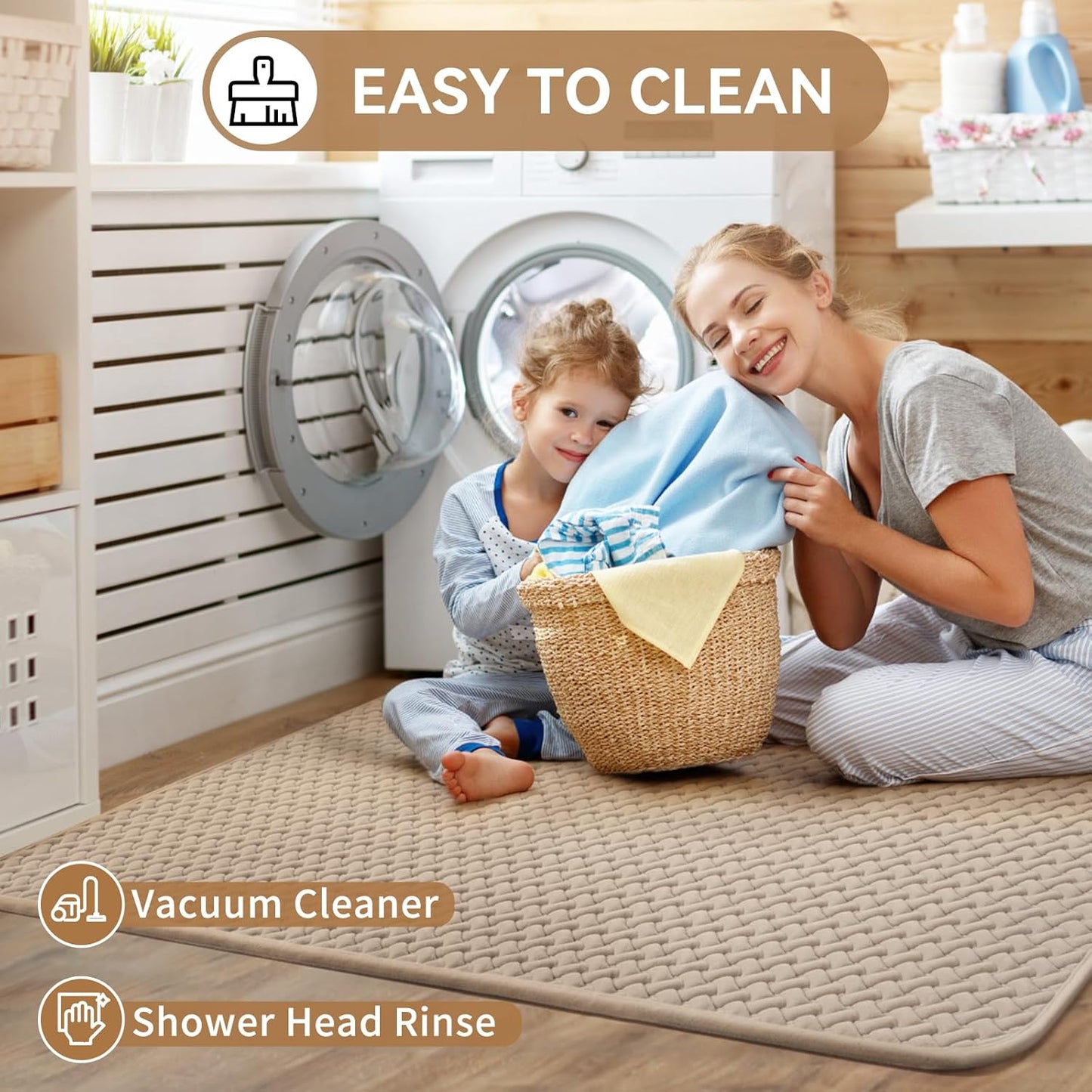 Bathroom Runner Rug Non Slip, Super Absorbent Quick Dry Long Bath Mat, Foam Weave Texture Rubber Backing Ultra Thin Bathroom Mats Fit Under Door Bathroom Floor Bathtub Shower