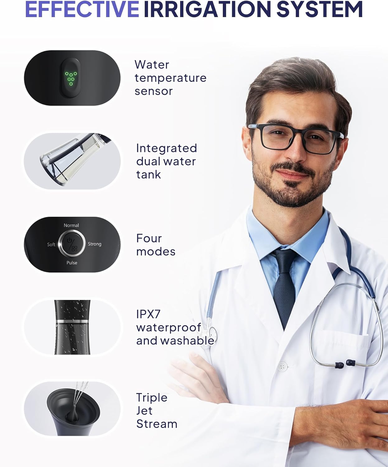 Upgraded Ear Wax Removal with One-Piece Waste Tank, Safe Ear Cleaner with Water Temperature Sensor, Effective Ear Irrigation Kit, IPX7, Semi-Transparent