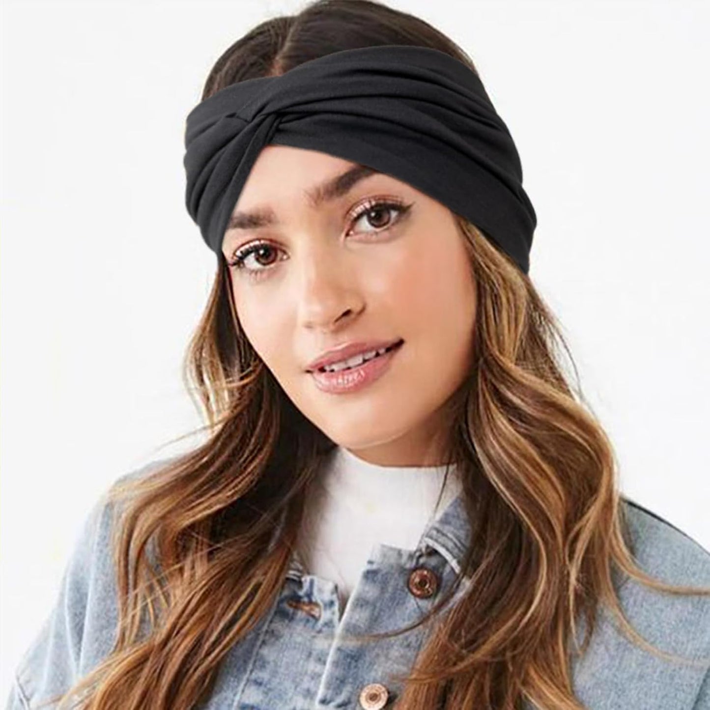 Extra Wide Headbands for Women Large Turban Headband Non Slip Boho Elastic Hairband Hair Twisted Knot Head Bands Accessories