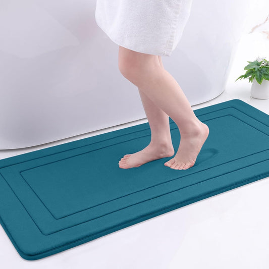 Arotive Memory Foam Bathroom Rug Mat 47x20, Ultra Soft and Absorbent Bath Mat, Machine Wash Dry, Comfortable Bath Rug Carpet for Bathroom Floor, Tub and Shower, Peacock Blue