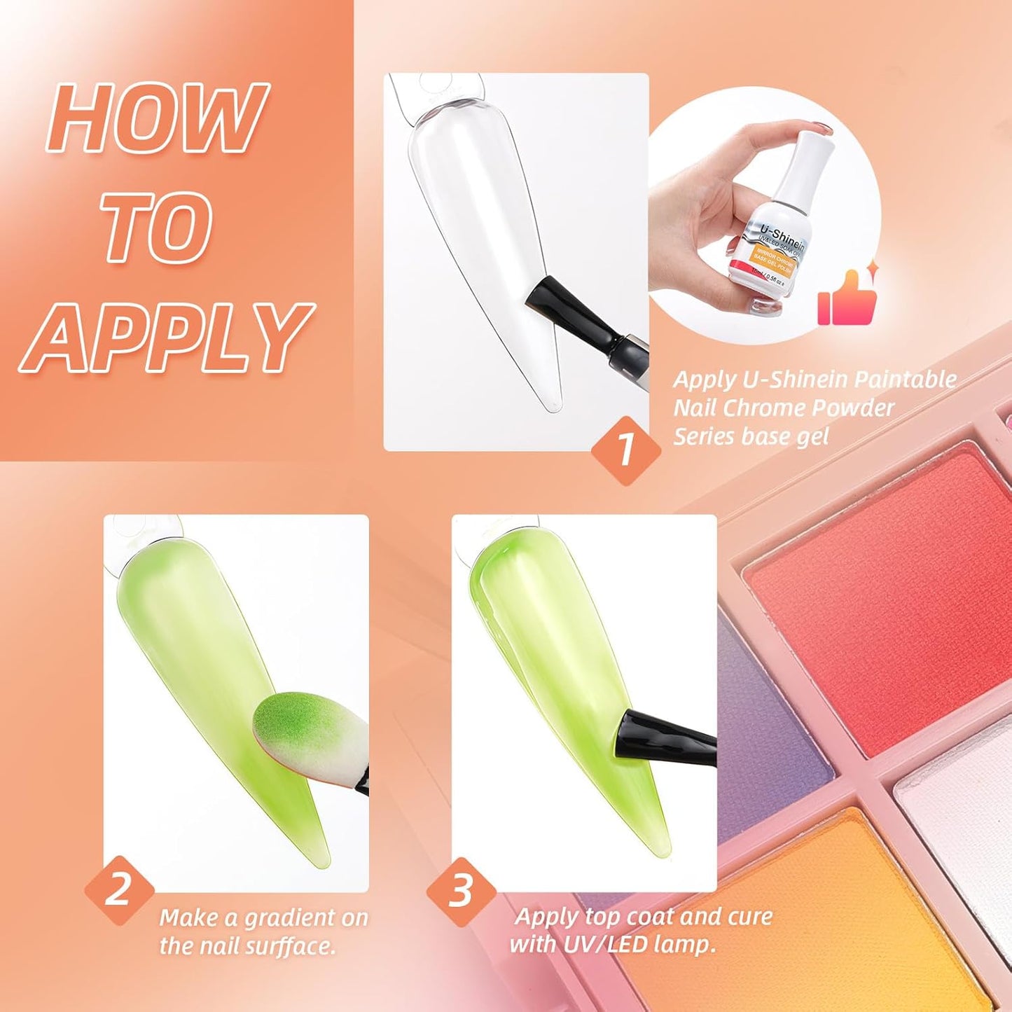 Nail Pigment Powder Palette Set, 16 Bright Colors Ombre Nail Powder Palette French Aura Nails Ombre Nail Brush Nail Long-lasting Manicure Art DIY Accessories (07)