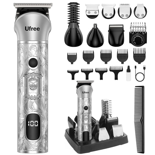 Ufree Beard Trimmer for Men, 7 in 1 Electric Shavers Razor, Cordless Hair Trimmer, Men's Grooming Kit for Body Hair, Nose, Face & Mustache, Birthday Gifts for Men, Husband Father