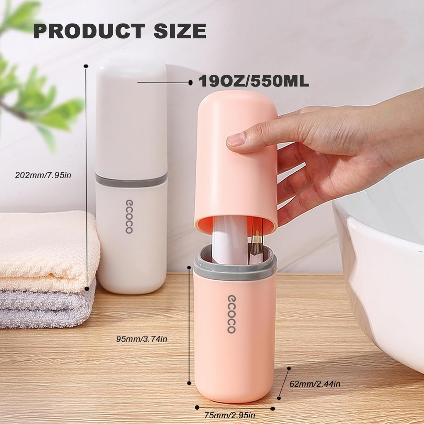 2PCS Toothbrush Travel Case,Multi-Function Portable Toothbrush Cove,Dustproof Toothbrush Holder,Suitable for Business Camping Travel or Daily Use(White + Gray)