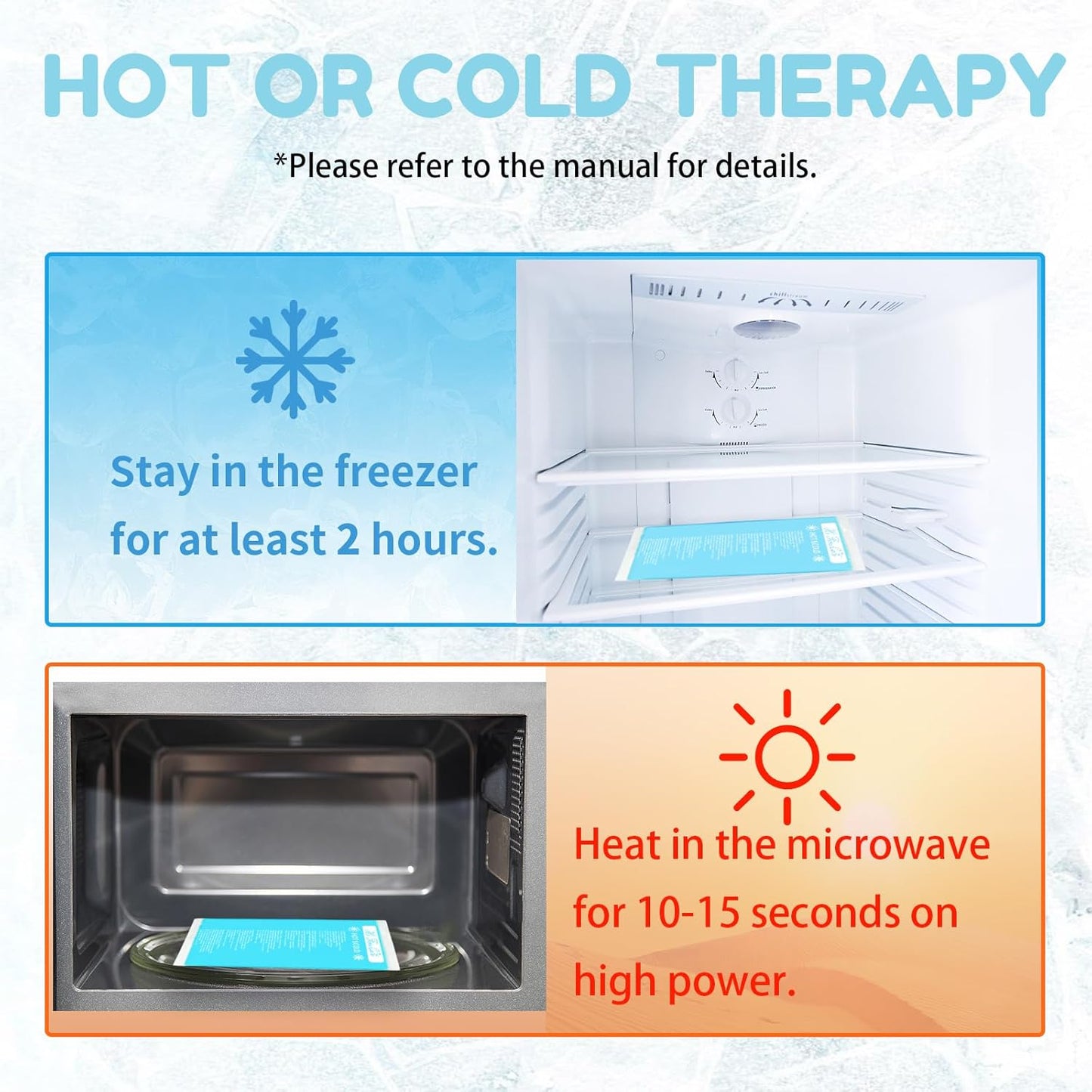 Gel Ice Packs, Cold Packs for Injury Recovery, Cold Compress for Pain Relief, Hot Cold Pack Relieves Inflammation, Arthritis for Headache, Ankle, Neck (Blue (2 Pack), 10×5 inch (28×13cm))