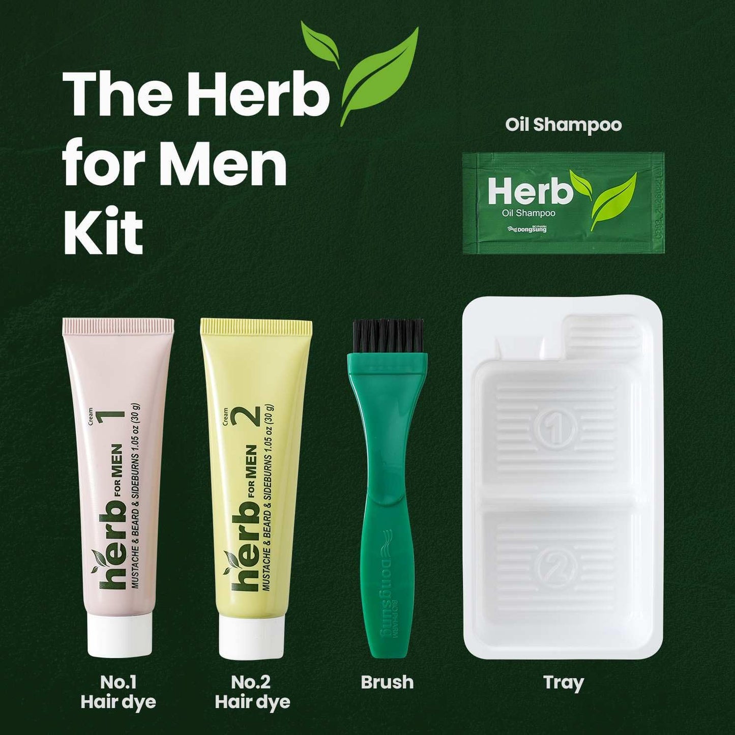 Herb For Men Mustache & Beard Dye (Dark Brown, 1 Pack), PPD-Free Ammonia-Free, Vegan with Natural Ingredients, Odorless, Gentle for Sensitive Skin, No Skin Irritation