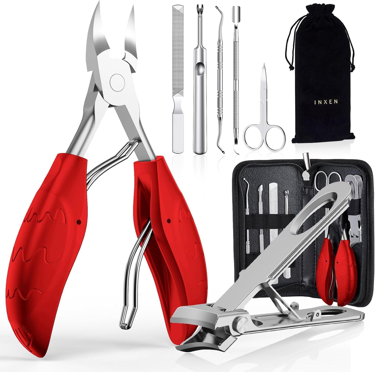 Toenail Clippers for Seniors Thick Ingrown Toenails, Toe Nail Clippers Set for Men Women, Heavy Duty Fingernail Clippers-Professional Pedicure Tools for Feet,Stainless Steel Manicure and Pedicure Kit