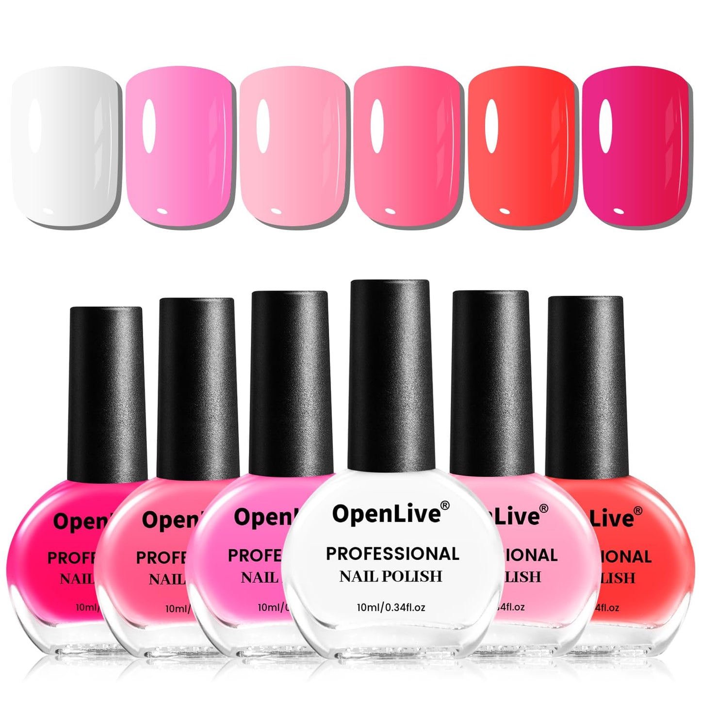 10ml 6 Colors Red Rose Pink Nail Polish Set Romantic Color Series Nail Polish Quick Dry Long Lasting Valentine's Day Gift for Her