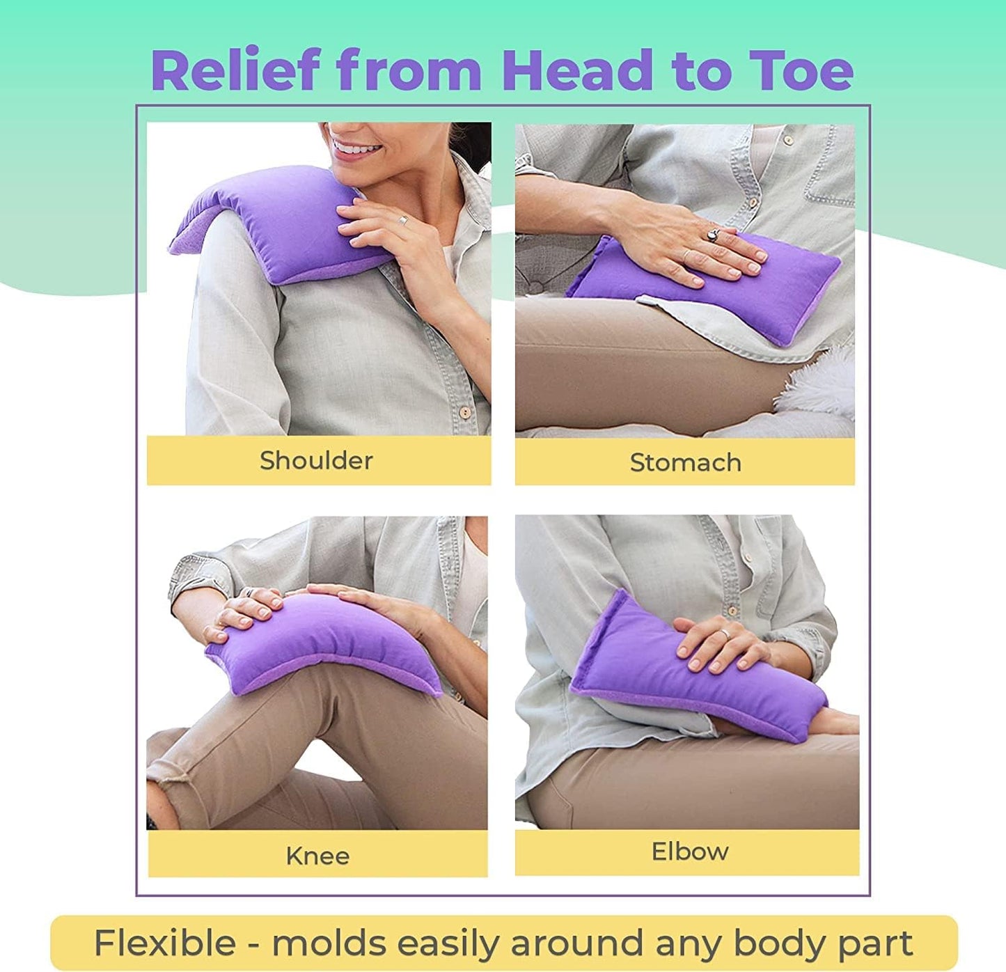 Microwavable Heating Pads for Lower Back, Neck, and Shoulder Pain Relief - Moist Microwave Heating Pad for Muscles and Joints - Microwave Hot Pack Heat Pad for Cramps - 2 Packs Purple - Lavender Scent