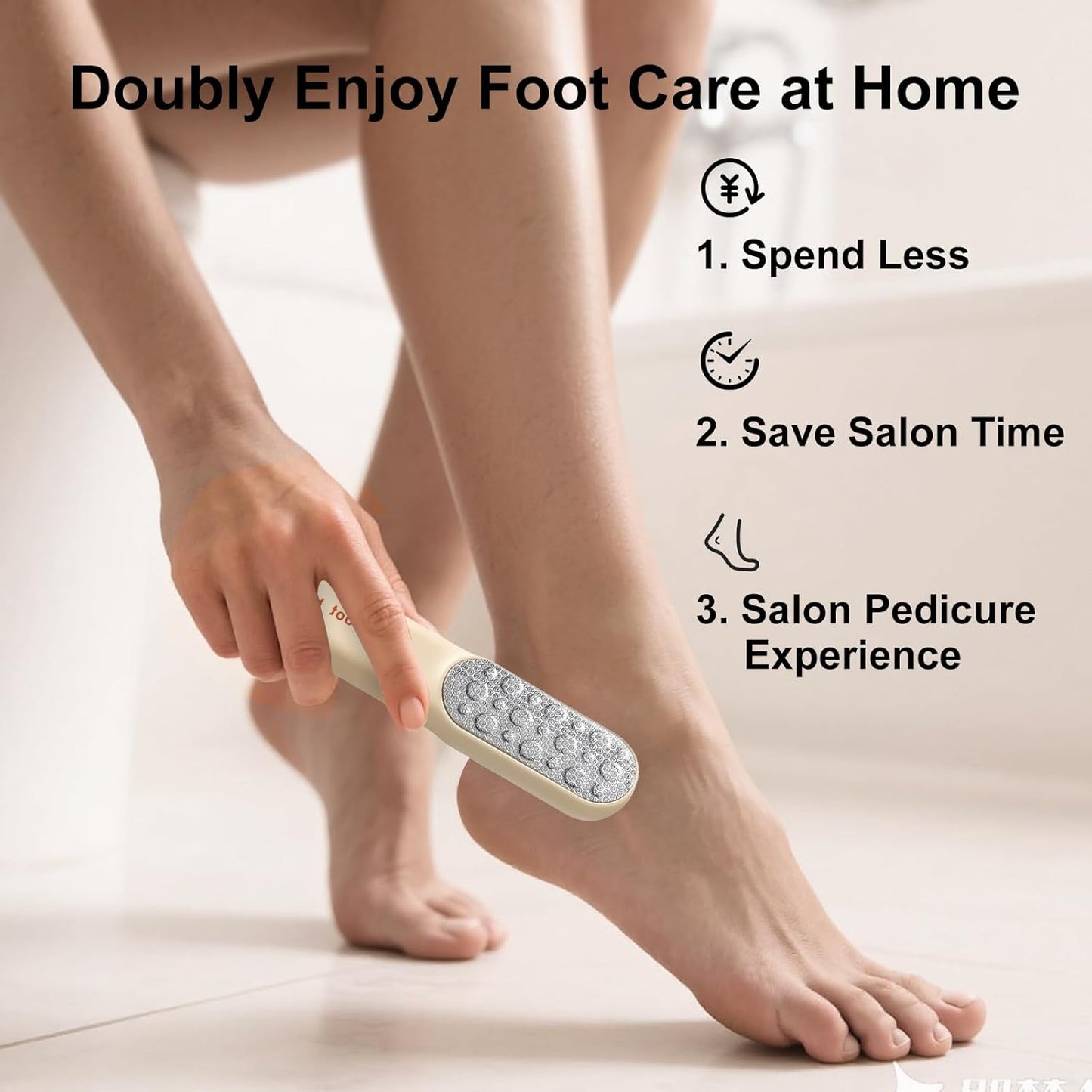 Double-Sided Stainless Steel Foot File, Foot Callus Remover & Foot Scrubber, Professional Pedicure Tool for Dry & Wet Feet, Fast Hard Skin & Dead Skin Remover with Non-Slip Grip, Orange