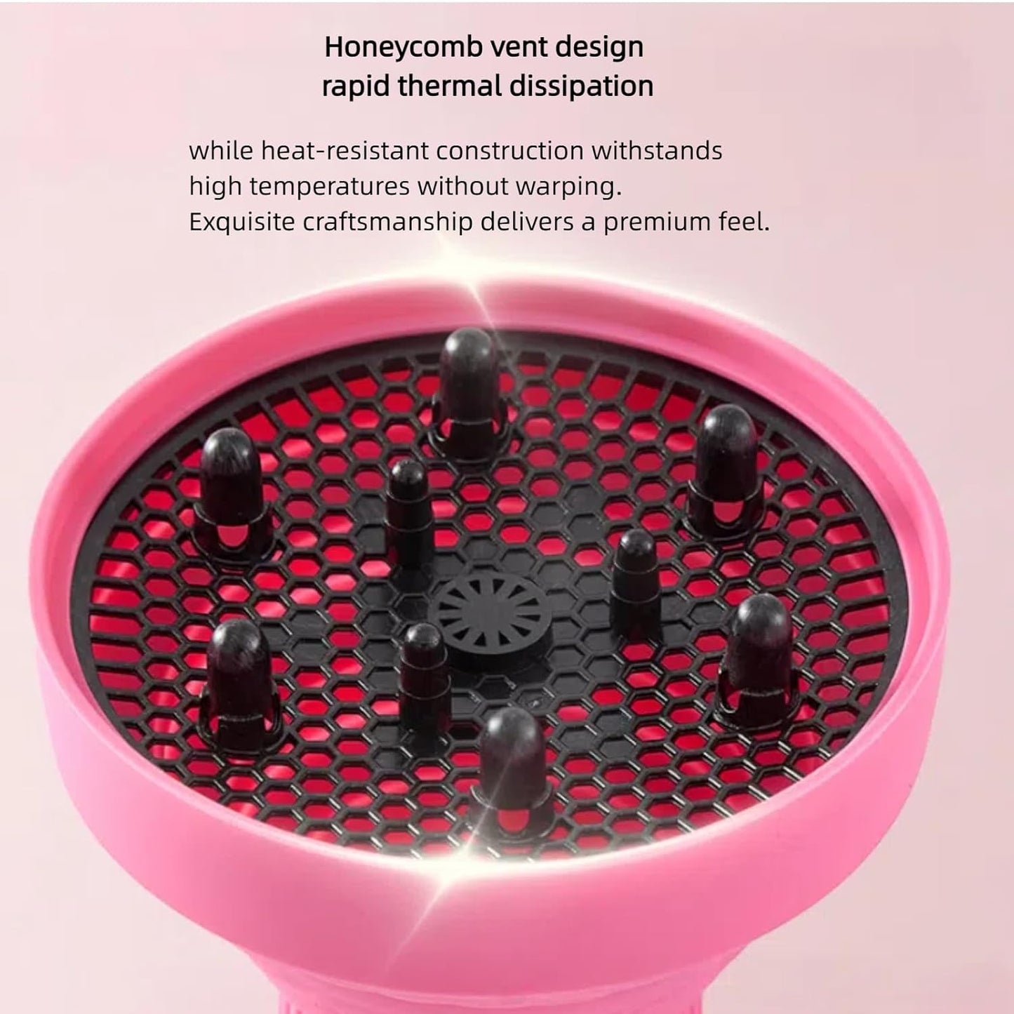Collapsible Hair Dryer Diffuser Fit 1.57’’-1.96’’(4-5cm) Round Nozzle, Travel Hair Curly Difusor Attachment, Portable Silicone Diffuser for Hair Dryers, Salon Home Hair Blow Dryer Diffuser (Pink)