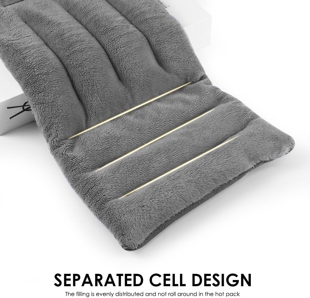 Microwave Heating Pad for Pain Relief, 8 x 18 Microwavable Moist Heat Pads for Neck, Shoulder, Back, Knee, Period Cramps, Rice Heat Pack Hot & Cold Compress Reusable & Portable, Grey