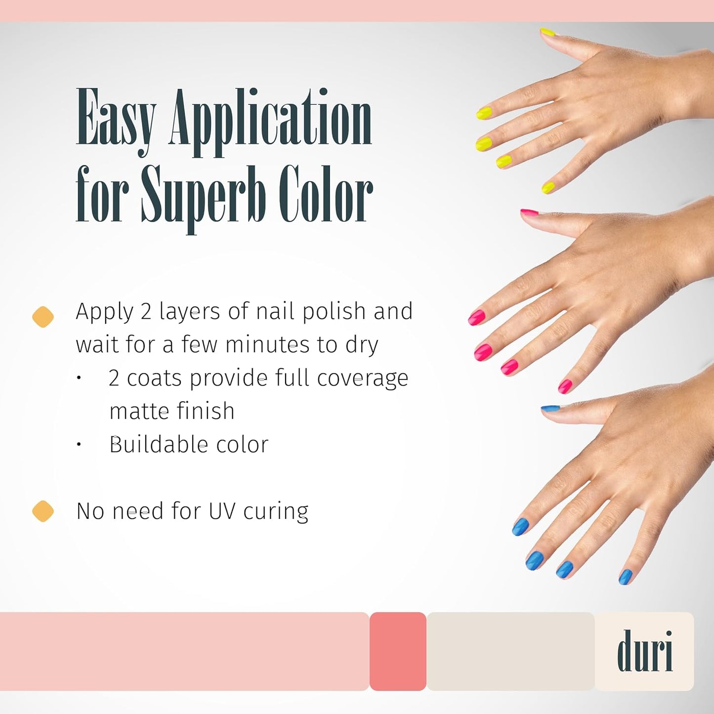 duri Trio Neon Nail Polish Set - GBD-200 Festival, Matte Finish, Quick Drying, 0.45 Fl Oz each
