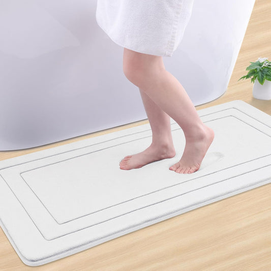 Arotive Memory Foam Bathroom Rug Mat 47x24, Ultra Soft and Absorbent Bath Mat, Machine Wash Dry, Comfortable Bath Rug Carpet for Bathroom Floor, Tub and Shower, Ivory