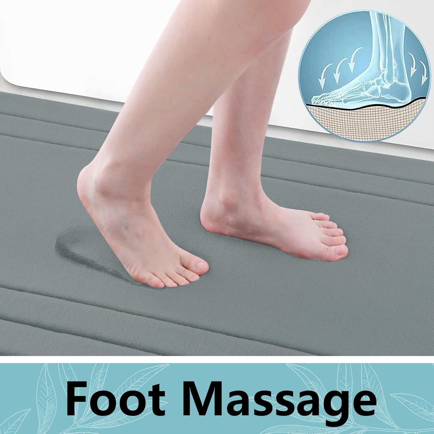 Arotive Memory Foam Bathroom Rug Mat 70x24, Ultra Soft and Absorbent Bath Mat, Machine Wash Dry, Comfortable Bath Rug Carpet for Bathroom Floor, Tub and Shower, Grey