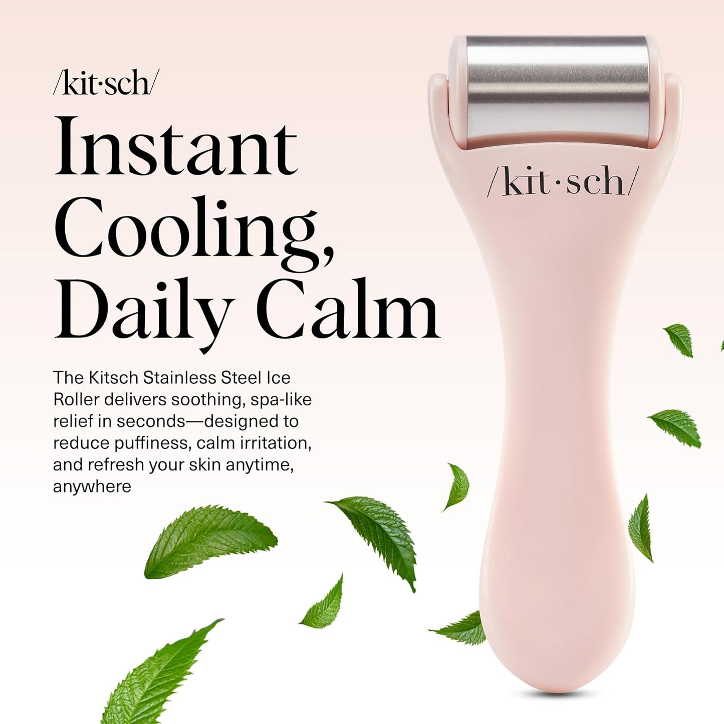 Kitsch Ice Roller for Face – Stainless Steel Face Ice Roller to Reduce Puffiness, Redness & Headaches – Cooling Facial Roller for Skin Care, Irritation Relief & Spa-Like Experience at Home - Pink