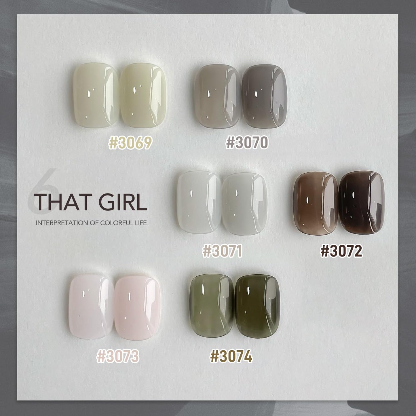 GAOY Milky Black Gel Nail Polish of 6 Creamy Nude, Gray, Green Colors Sweet Salt Style for Salon Gel Manicure and Nail Art DIY at Home