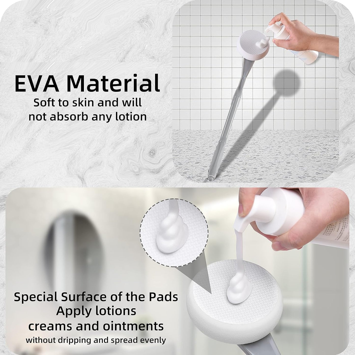 Lotion Applicator for Back, 20.5” Back Lotion Applicator, Back Lotion Applicators for Your Back, Easy Reach and Washable, Back Self Tanner Applicator