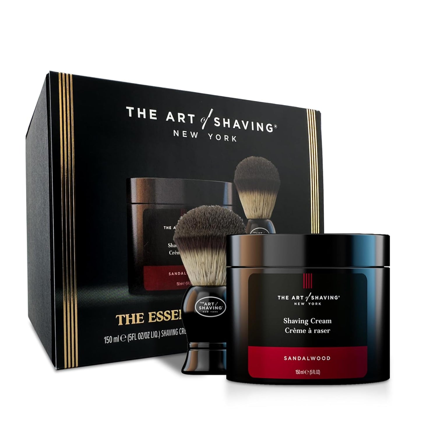 The Art of Shaving Icon Duo Kit – Sandalwood Shaving Cream (5 oz) and Shaving Brush – Prevents Shaving Burn for the Perfect Shave – Suitable for All Skin Types