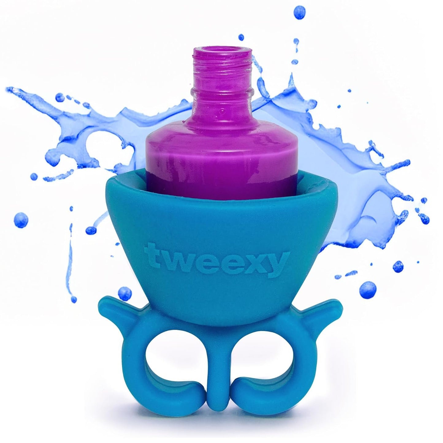 tweexy Wearable Nail Polish Holder Ring - Ideal Gift for Teenage Girls - Nail Polish Holder Stand for Manicure & Pedicure, Fingernail Painting - (Silver Sparkle)