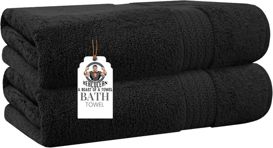 Oversized Bath Sheet 35 x 75 Pack of 2 | 450 GSM Quick Dry and Highly Absorbent | 100% Cotton Terry Towels for Bathroom - Perfect for Shower - Pool and Spa - Luxury Soft Towels - Charcoal Grey