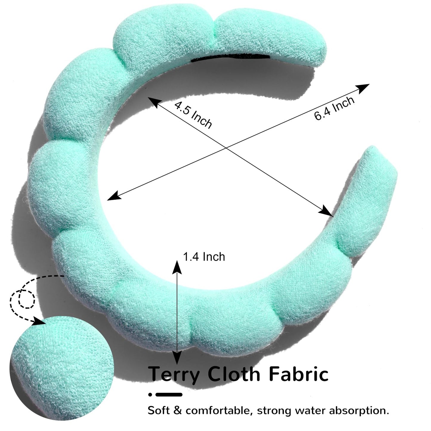 Spa Headbands - Terry Cloth Face Wash, Facial Makeup, Skincare and Mask Treatment Headbands