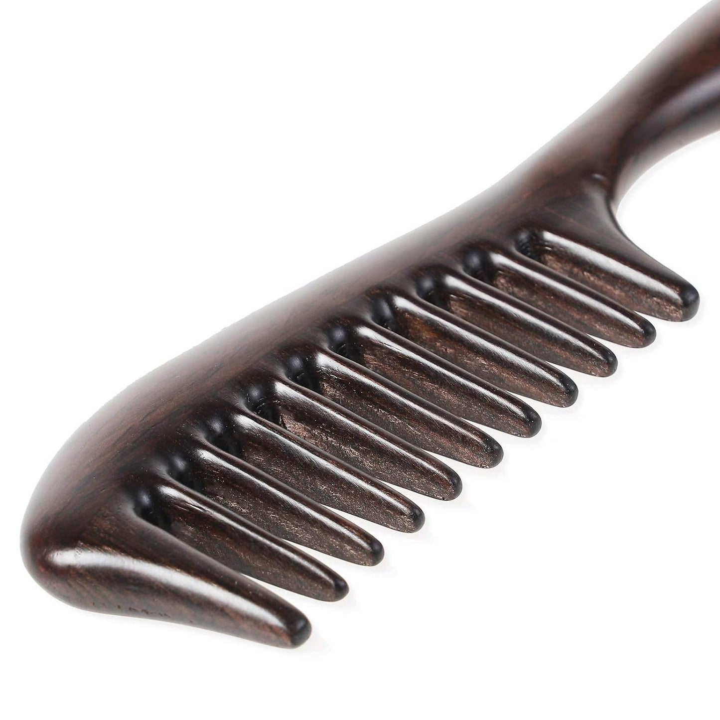 Onedor Handmade Black Sandalwood Hair Combs - Anti-Static Scented Wood Comb for Natural Hair Detangling (Extra Wide Tooth)