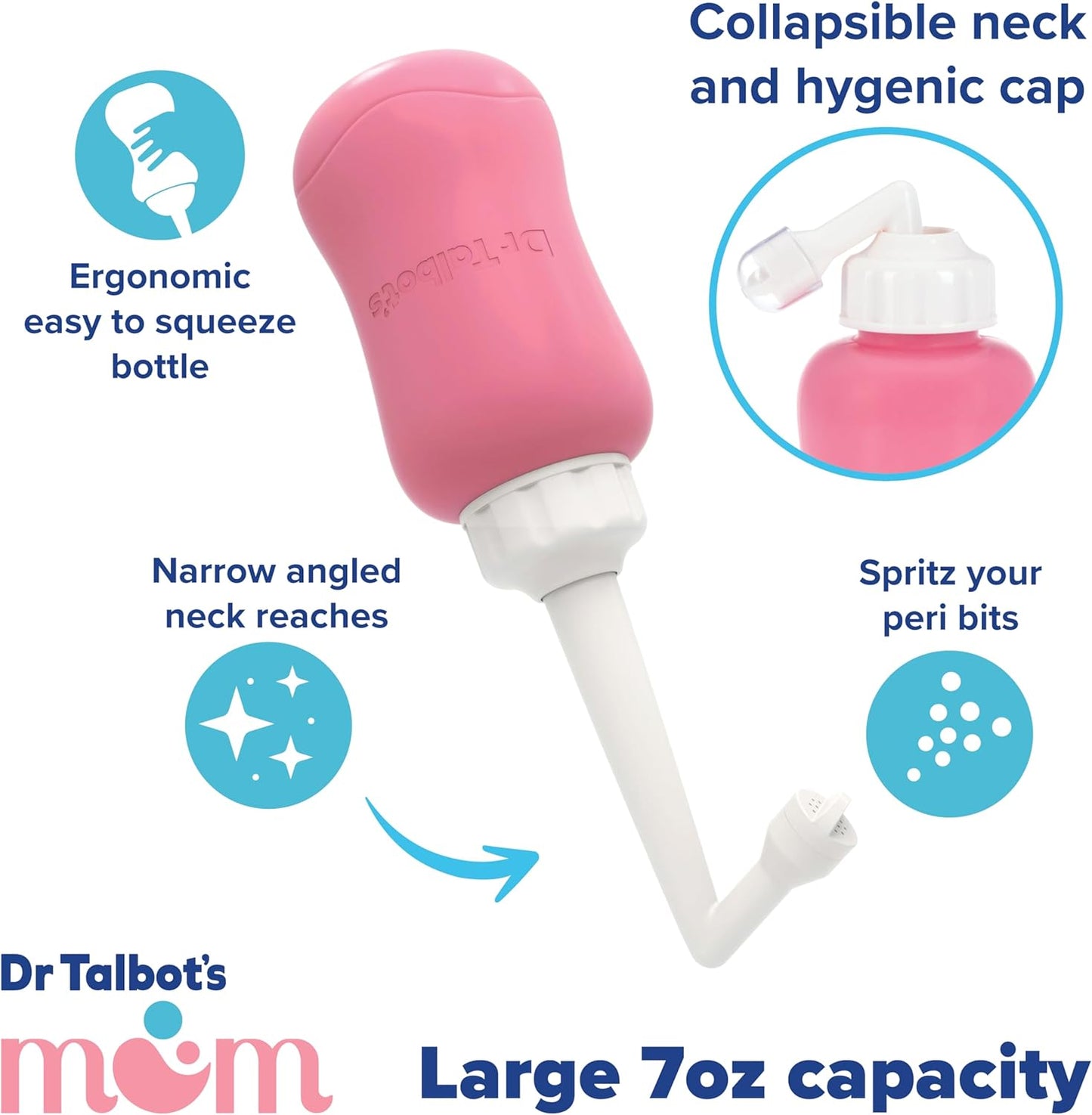 Dr. Talbot's Mom Postpartum Peri Bottle with Carry Bag - (2 Pack) 12.2 fl oz - Silicone Perineal Spray Bottle for Mothers