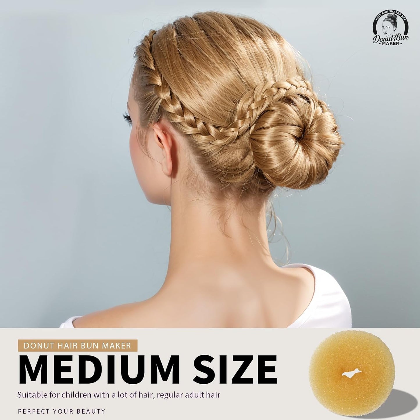Teenitor 4pcs Hair Bun Shaper Set with Extra-large, Large, Medium, Small Donut Hair Bun Maker, 20pcs Large Bobby Pins, Gold