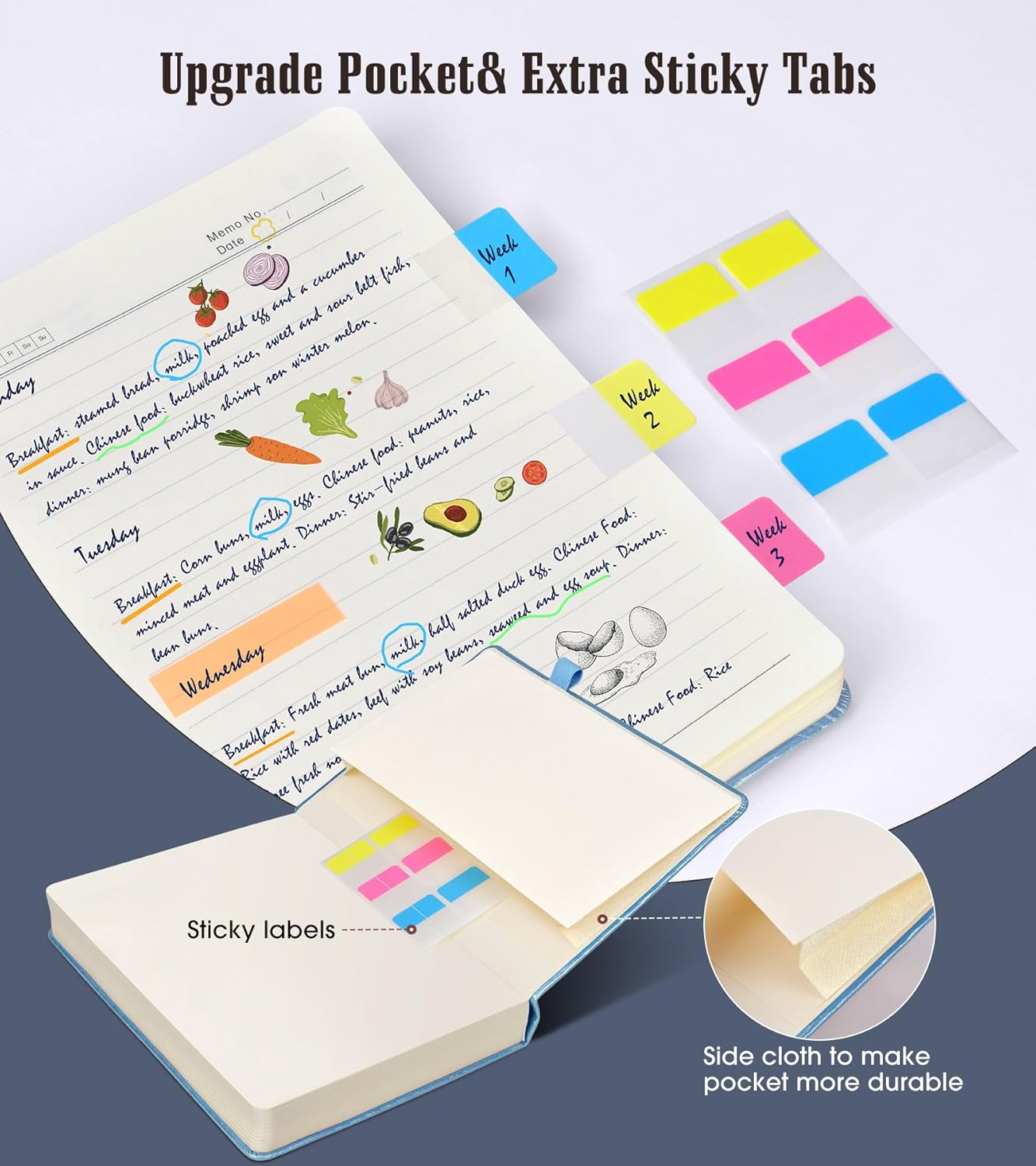 Lined Journal Notebook, 365 Pages B5 Large Hardcover Leather Journal for Women Men, College Ruled, 100Gsm Thick Paper (7.6'' X 10'' Blue)