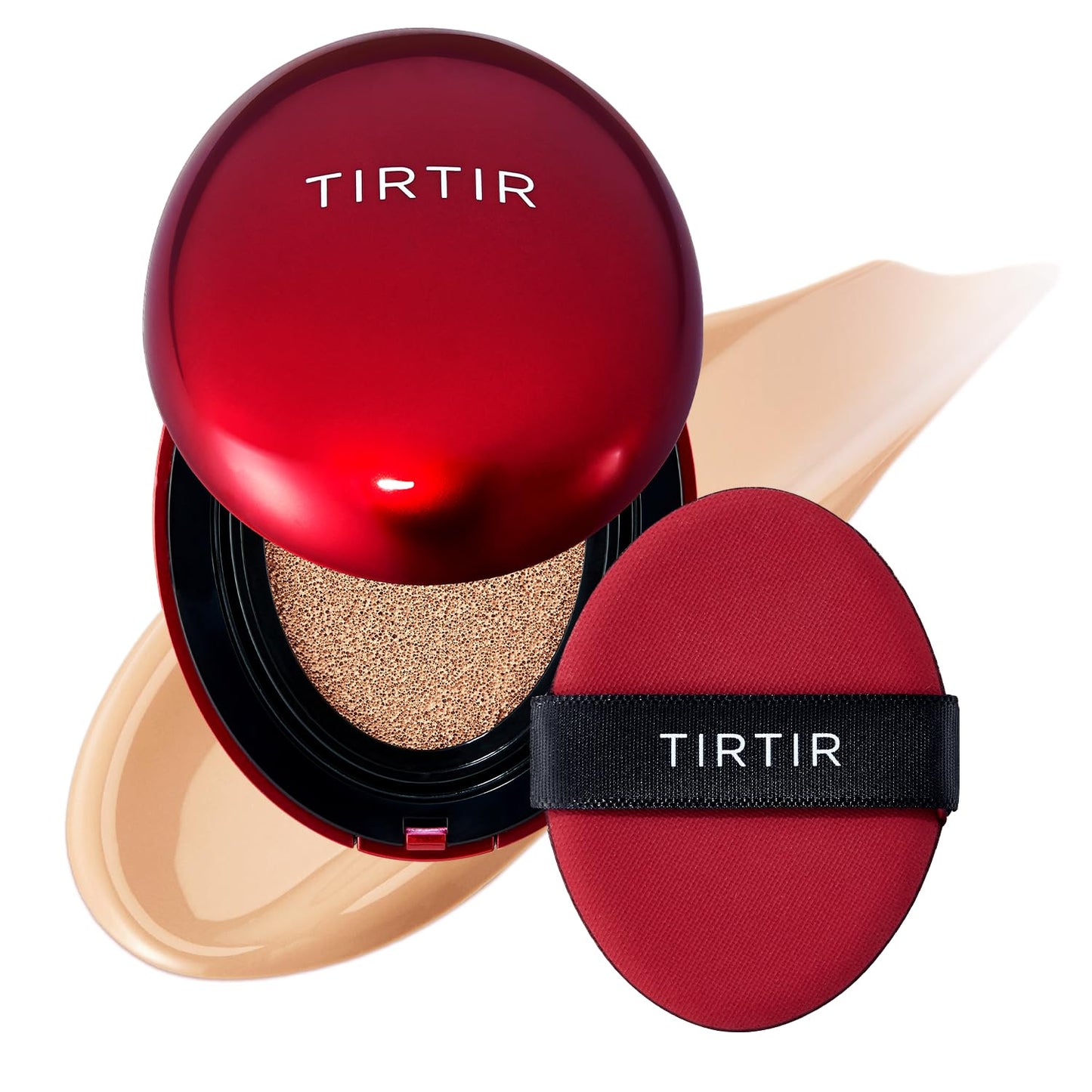 [*Mini Size*] TIRTIR Mask Fit Red Cushion Foundation | Full coverage, Weightless, Skin fit, Satin Glow Finish, Korean Makeup, beauty, Tattoo cover up, Buildable (#22N Shell Beige, 0.15 Fl Oz)