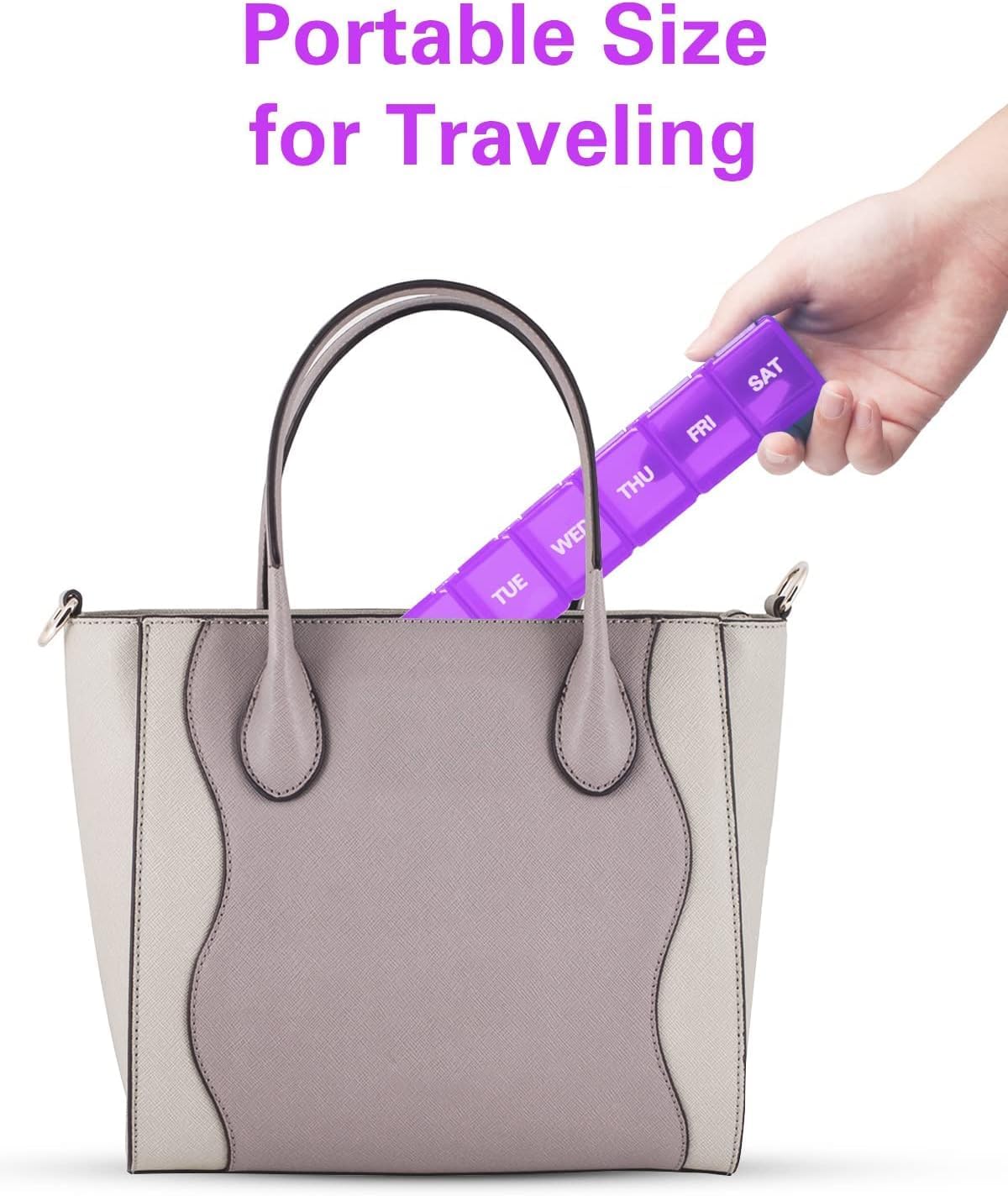 BUG HULL Weekly Pill Organizer Large 2 Packs, Extra Large Travel Pill Organizers, Pill Box 7 Day, Travel Pill Case, Medicine Pill Organizer for Vitamins, Supplements and Medications (White+Pink)