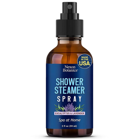 Eucalyptus & Lavender Shower Steamer Spray 2 fl oz - Aromatherapy Mist for Spa & Bathroom - Freshens Air, Enhances Mood, Instant Deodorizer - Nexon Botanics