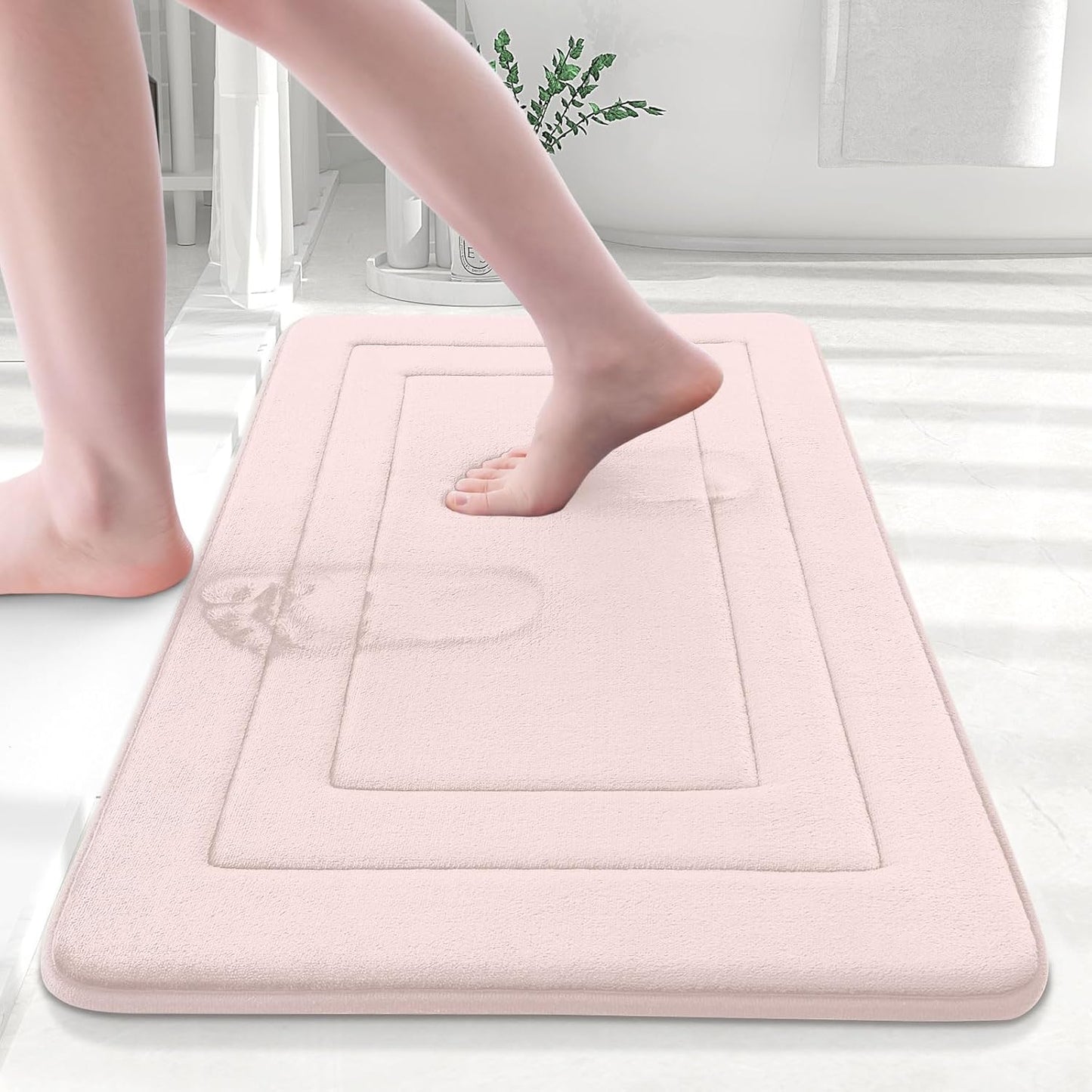 Arotive Memory Foam Bathroom Rug Mat 30x20, Ultra Soft and Absorbent Bath Mat, Machine Wash Dry, Comfortable Bath Rug Carpet for Bathroom Floor, Tub and Shower, Pink