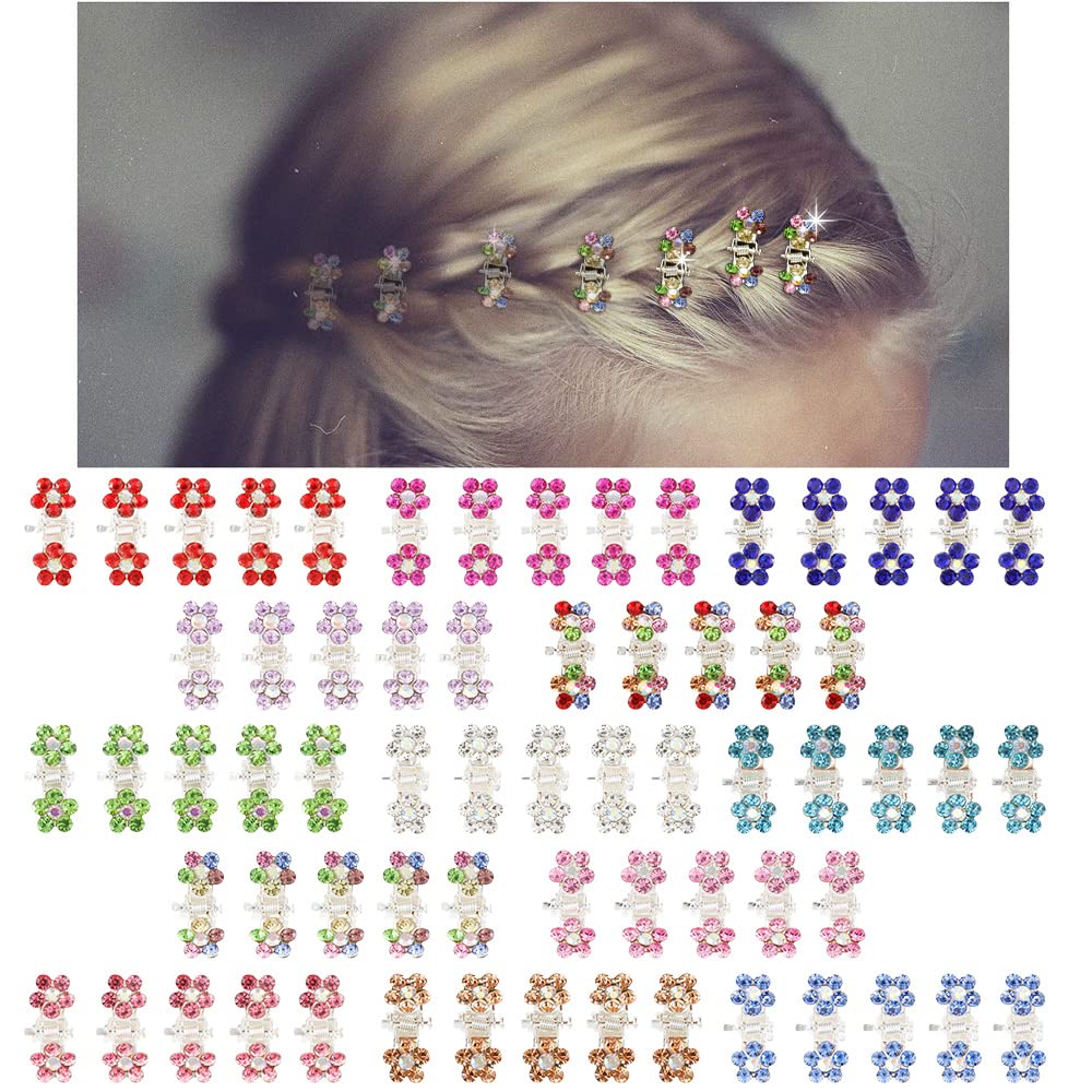 Mini Claw Clips with No-Slip Grip - Glitter and Rhinestone Hair Accessories in Mixed Colors, Metal Clamps for Girls and Women (Silver-13Colors)