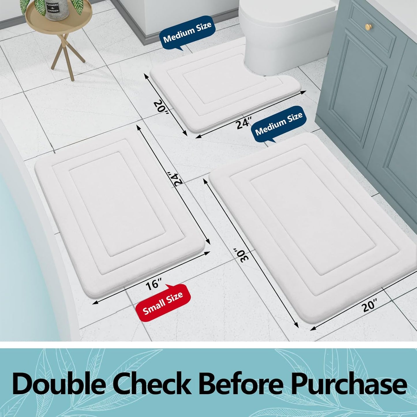 Arotive Memory Foam Bathroom Rug Mat 36x24, Ultra Soft and Absorbent Bath Mat, Machine Wash Dry, Comfortable Bath Rug Carpet for Bathroom Floor, Tub and Shower, Ivory