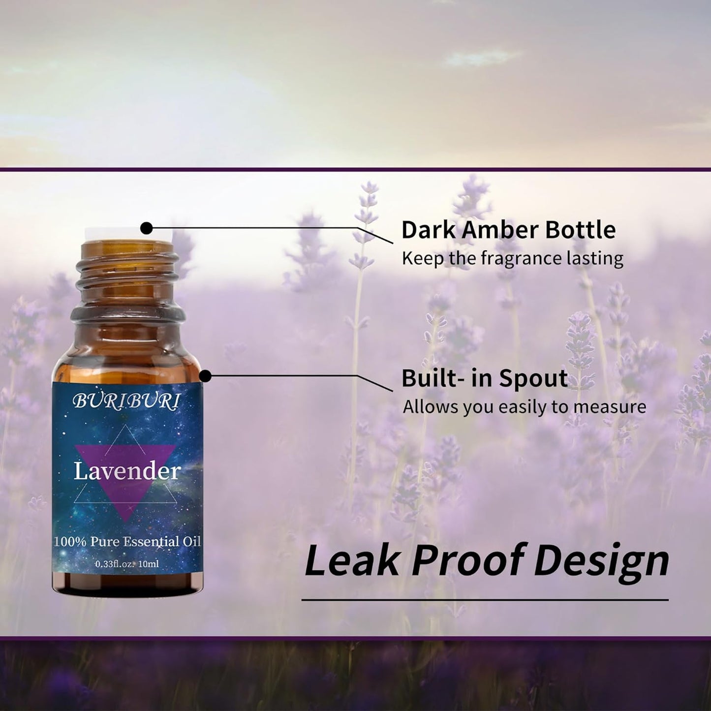 BURIBURI Rose Essential Oil and Lavender Oil for Diffuser, Massage, Candle Making, 100% Pure Fragrance Oil