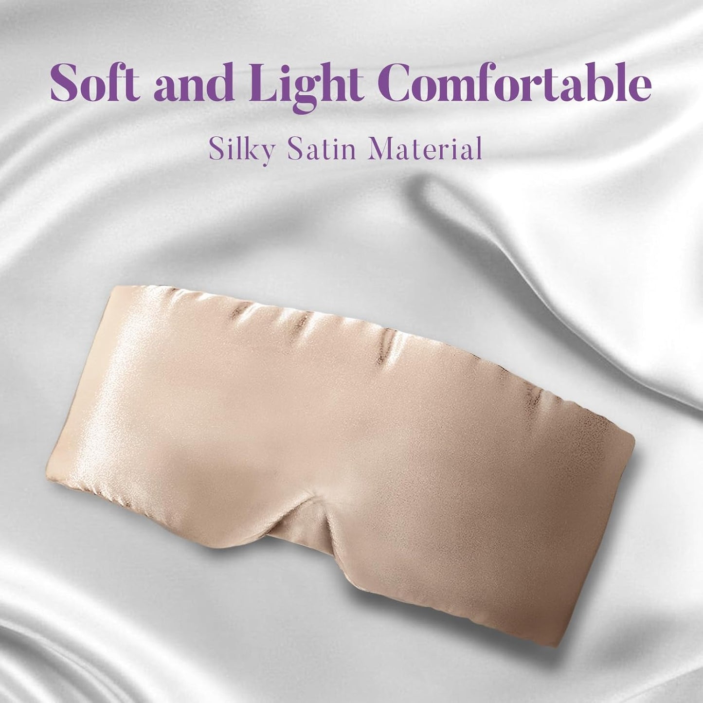 Satin Sleep Mask - Updated Design Light Blocking Eye Mask for Men and Women, Soft and Comfortable Night Sleeping Mask, Eye Cover for Travel/Sleeping (Camel)