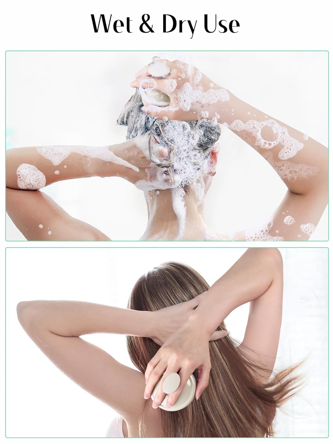 HEETA Scalp Massager Hair Growth, Soft Silicone Scalp Scrubber Shampoo Brush for Exfoliation, Dandruff Removal Head Massage Stress Relax, Wet & Dry Use for Thick Thin Curly Hair Care, Beige