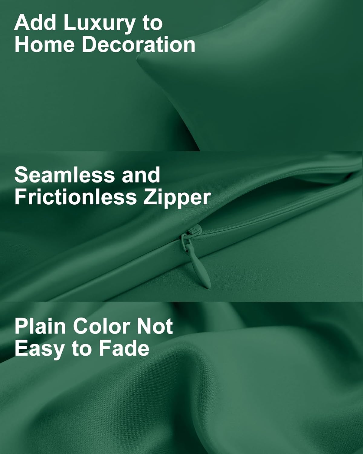 THXSILK 100% Mulberry Silk Pillowcase for Hair and Skin Health, Hidden Zipper, 6A+ Silk Both Sides Smooth, Breathable and Natural, Sleep Pillow Case (Standard 20"x26", Emerald Green)