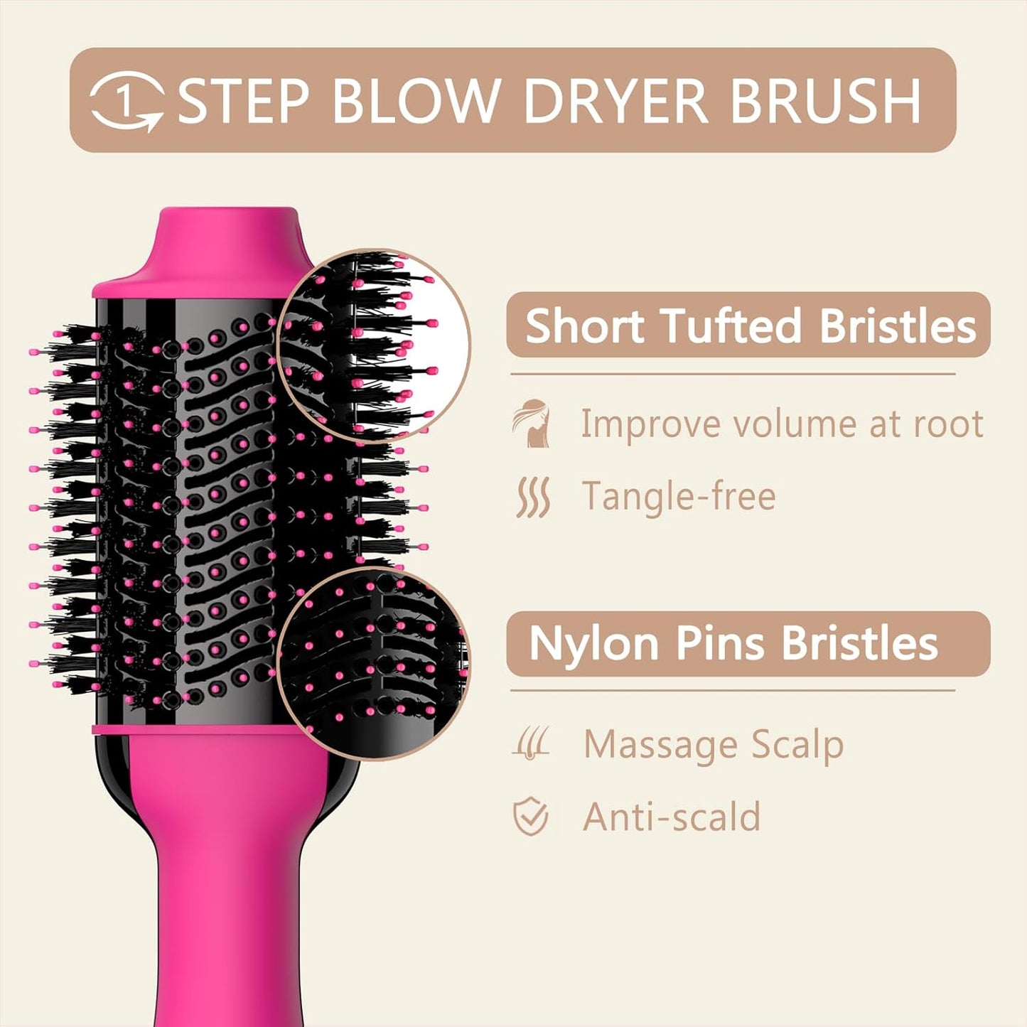 Hair Dryer Brush Blow Dryer in One, Upgraded 4 in 1 Hair Dryer and Styler Volumizer with Negative Ion Anti-frizz Ceramic Titanium Barrel Hot Air Hair Straightener Brush