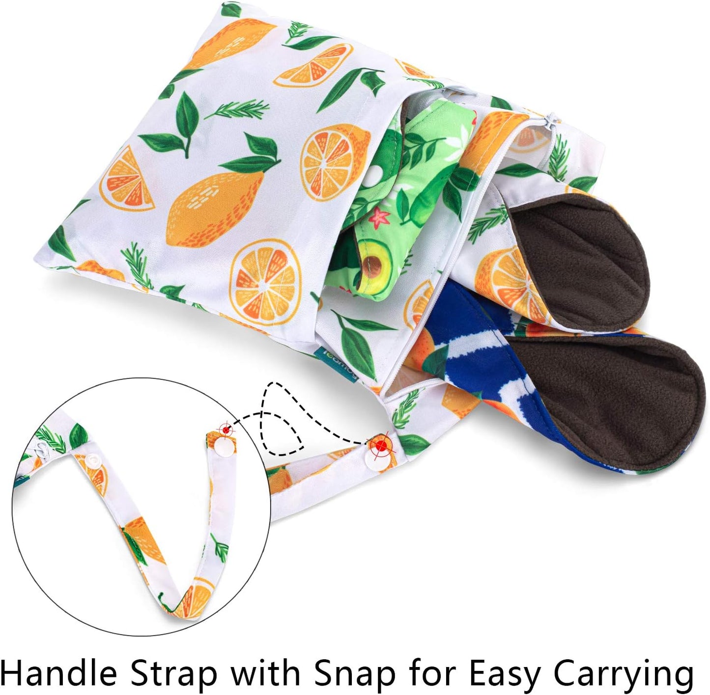 Teamoy 10pcs Cloth Panty Liners, Reusable Sanitary Pads with Wet Bag, Washable Cloth Menstrual Pads with Charcoal Absorbency Layers (Lemon Series, 3pcsx7.9+ 4pcsx10+ 3pcsx11.6)