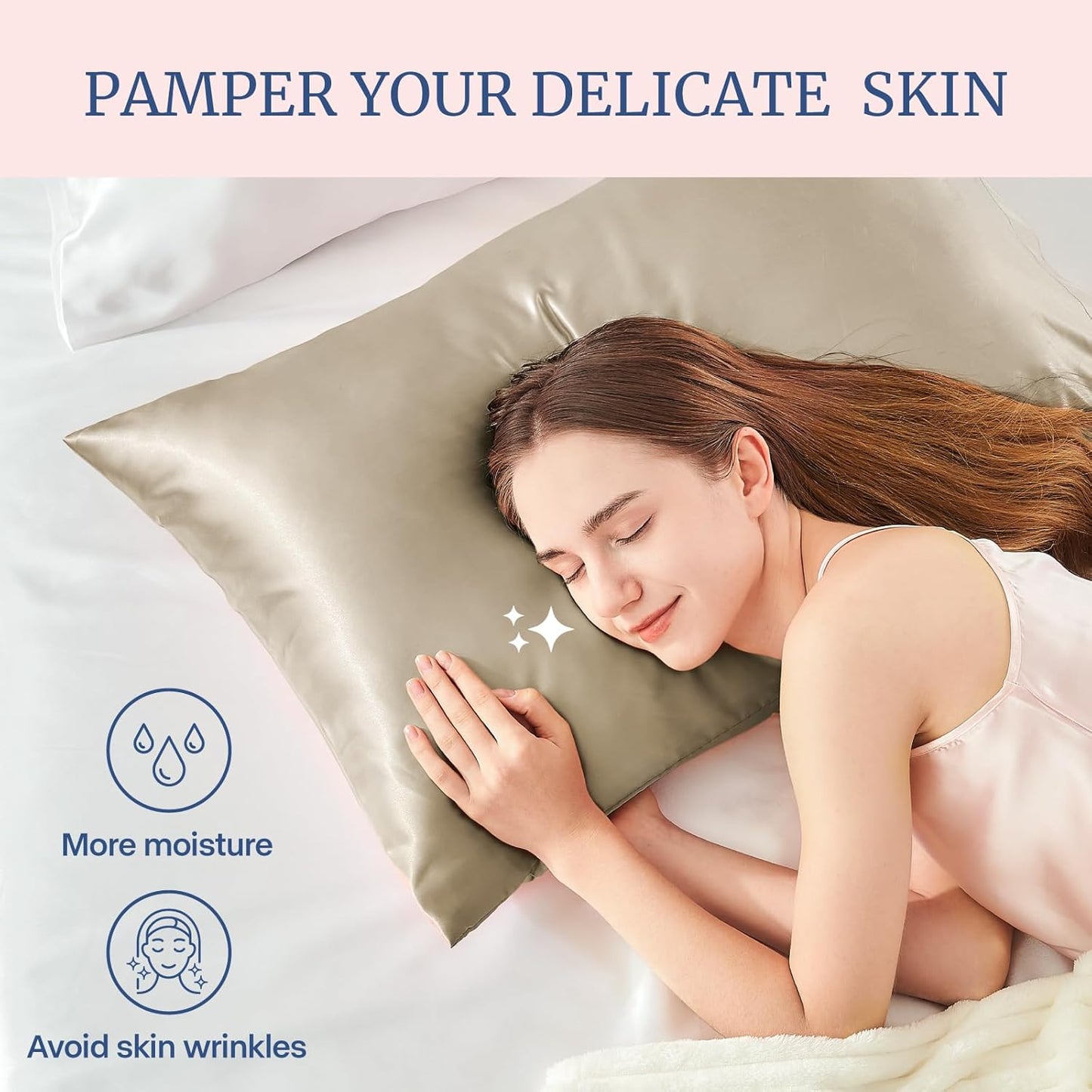 BEDELITE Satin Pillowcase for Hair and Skin, Super Soft Similar to Silk Pillow Cases 4 Pack with Envelope Closure, Cooling Pillowcases for Women Men (20"x30" Queen Size, Taupe)