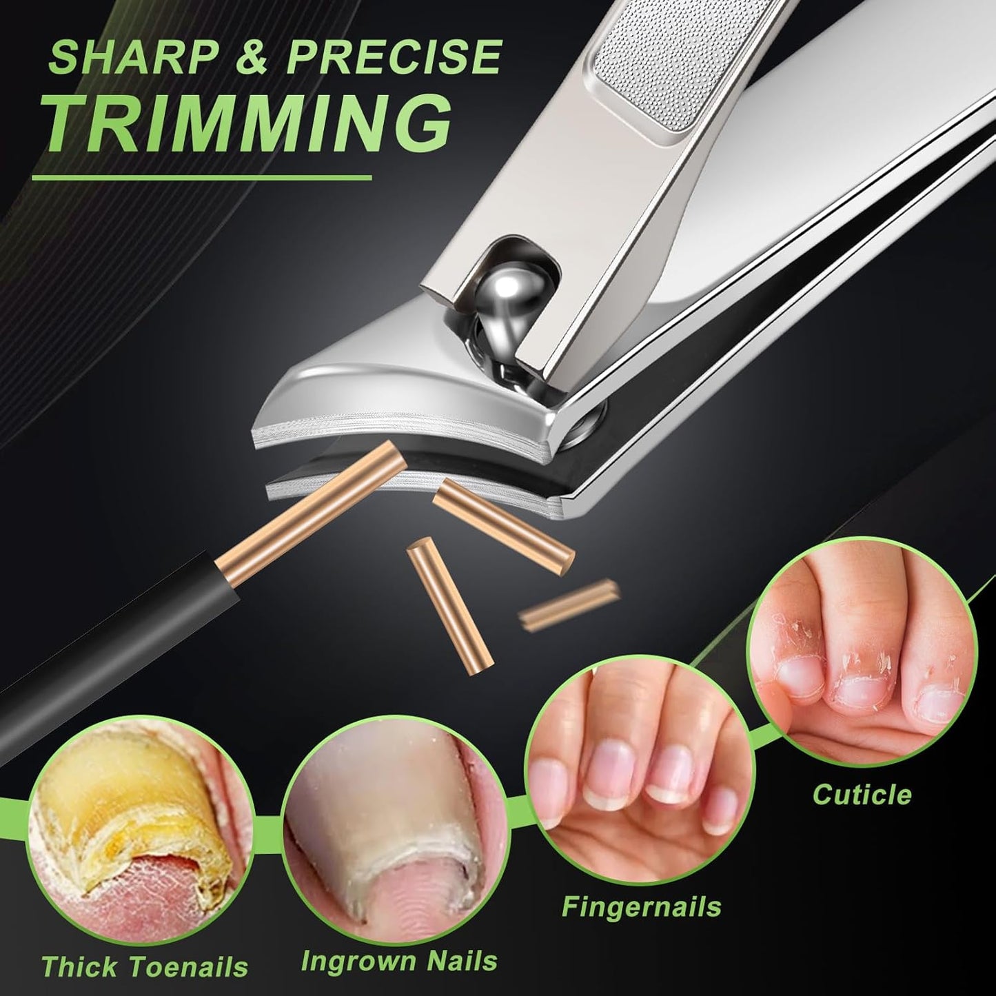 Ingrown Toenail Clippers, Slanted Nail Clippers for Thick Nails for Seniors, Edgy Angled Finger Nail Cutters for Adult, Men, Women with Nail File, Curved Blade