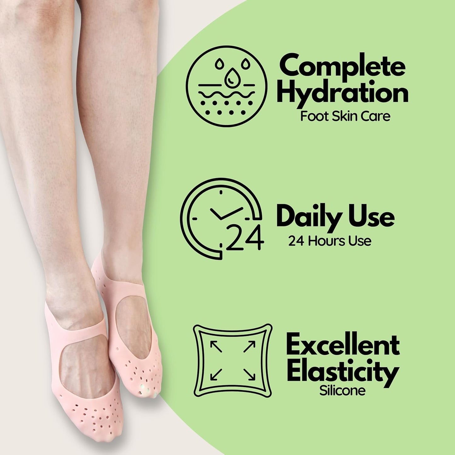 Moisturizing Gel Socks - Hydrating Spa Treatment for Soft, Smooth Feet, Ideal for Dry, Cracked Heels and Rough Skin (Large, 1 Pair)