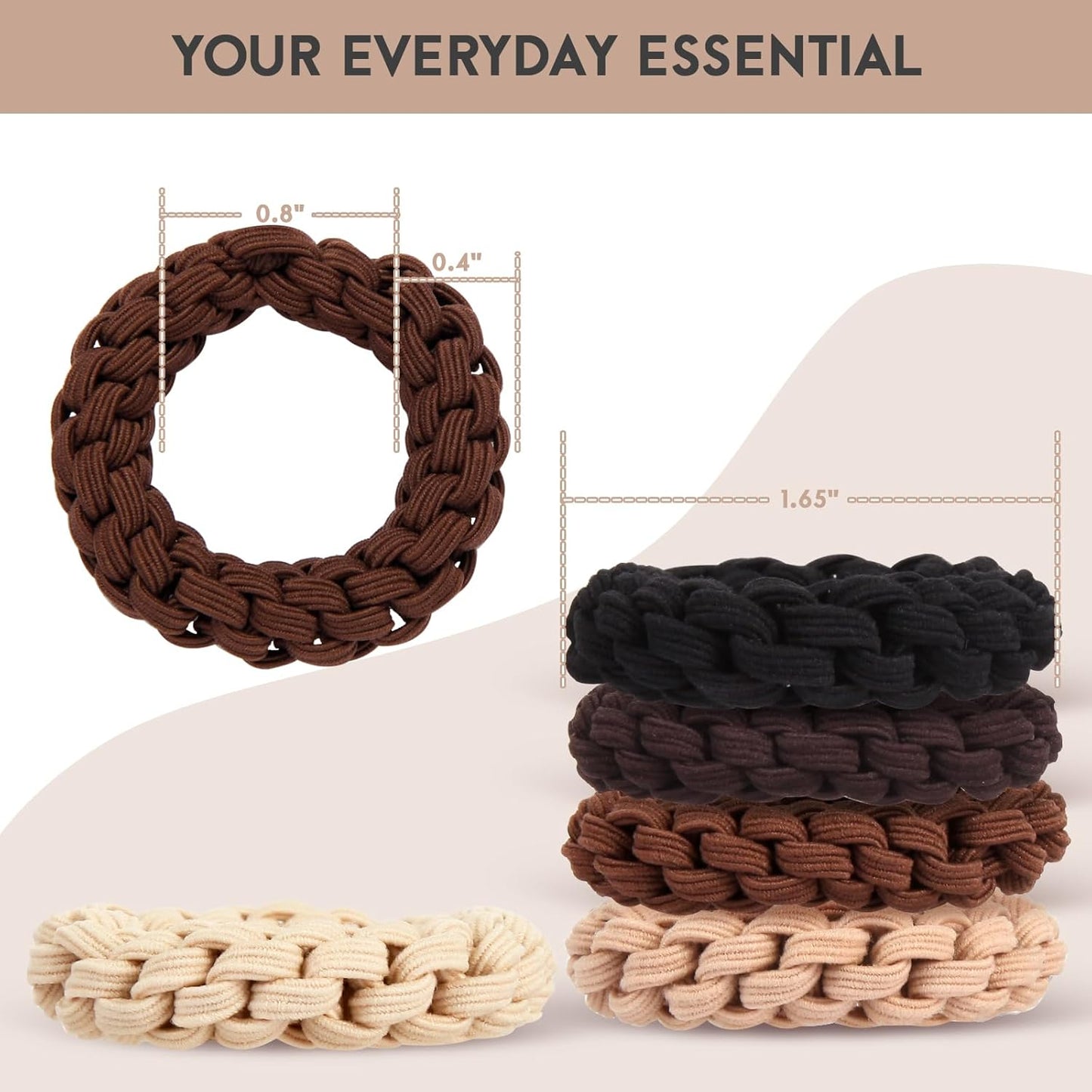 Youxuan Elastic Hair Ties for Women - No Damage, No Slip, No Pull Hair Bands - Comfortable Handmade Braided Polybands for Girls - 10-Pack Multi Colors Polyester Scrunchies